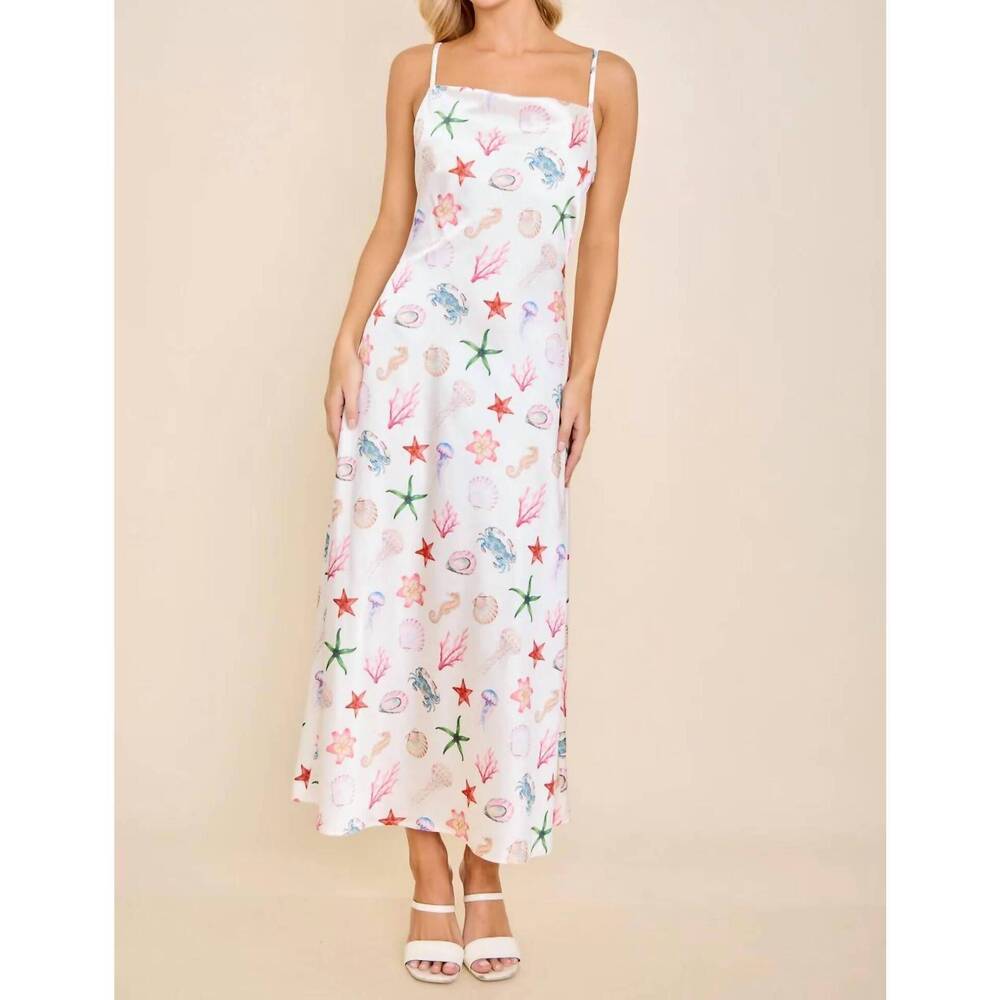 NEW MAIN STRIP capri seashell coastal slip midi dress in pink